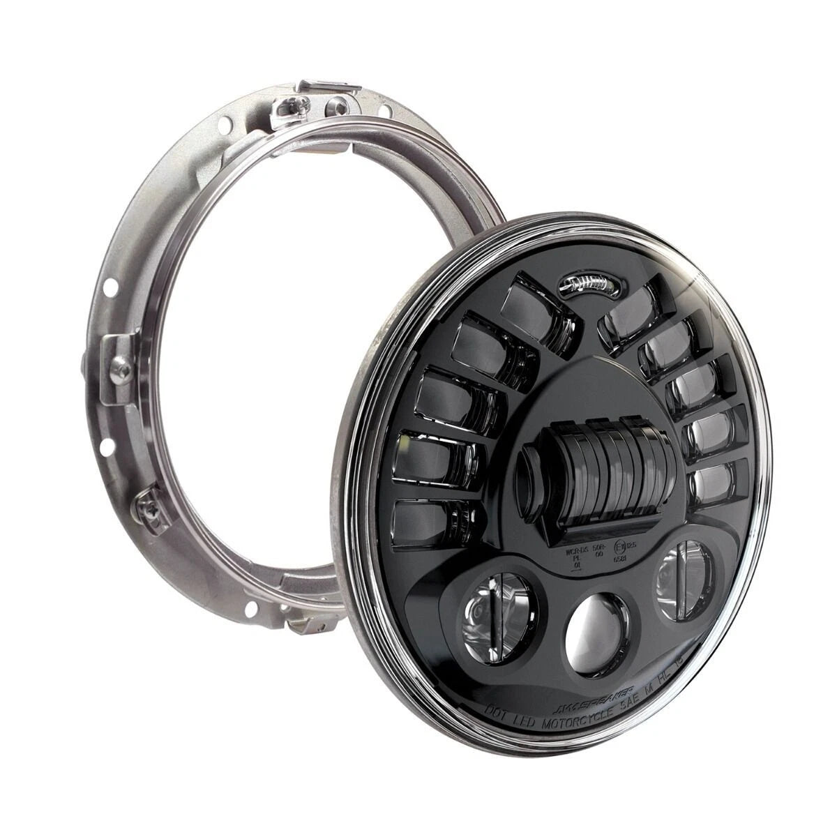Custom Dynamics Adaptive Headlamp 7" for Harley Davidson Black 2001-2411